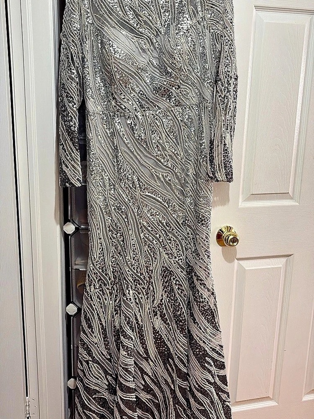 Embellished Maxi Dress in Gray & Silver Like New